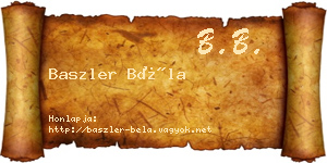 Baszler Béla névjegykártya